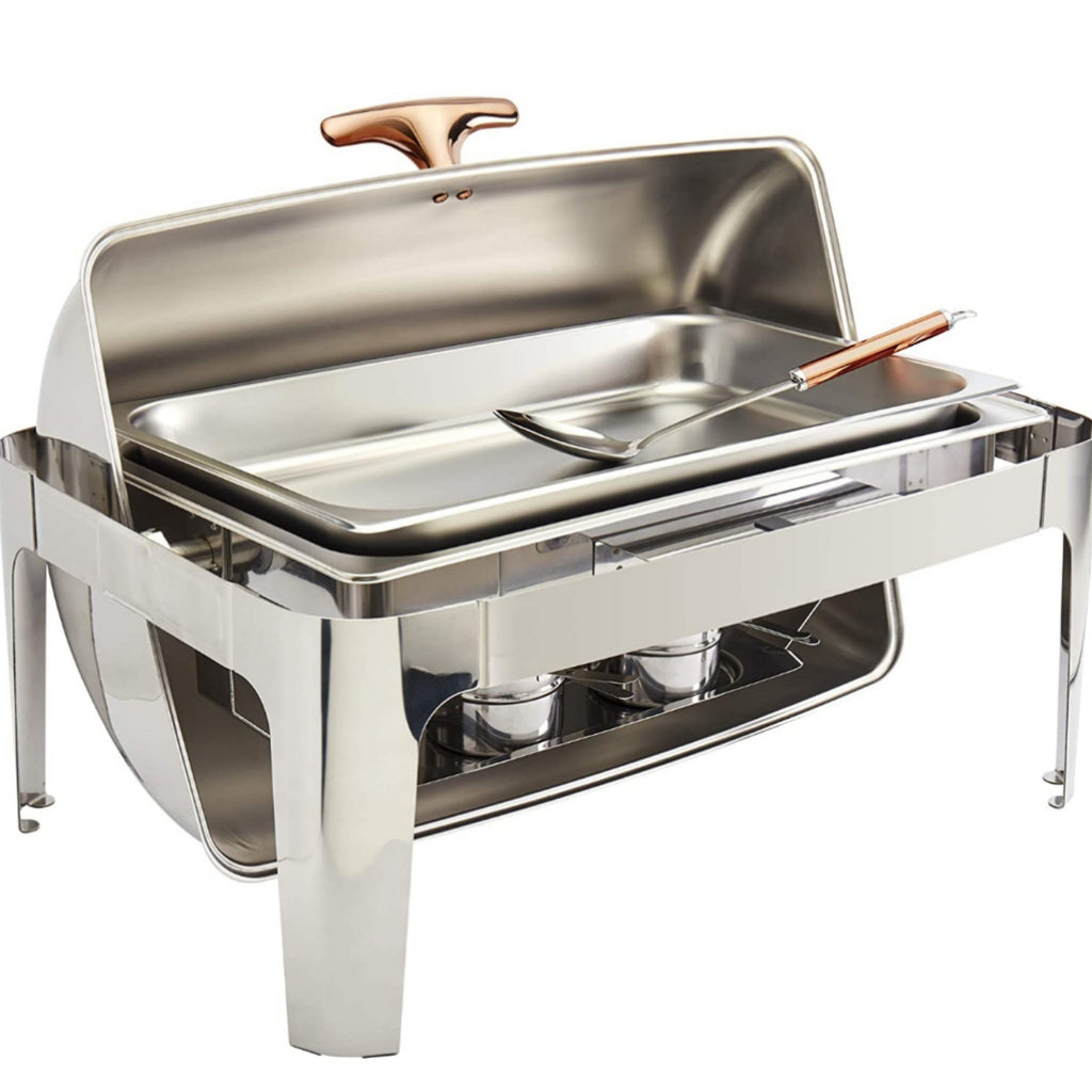 9.5 Quart Rectangular Roll Top Chafing Dishes.