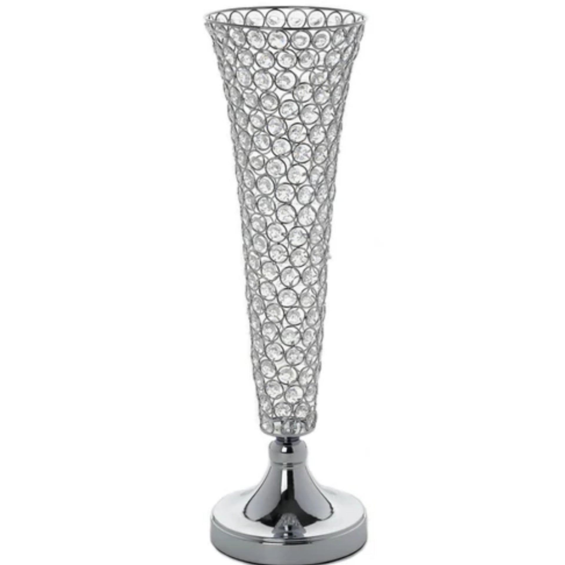 22" Crystal Beaded Trumphet Vase