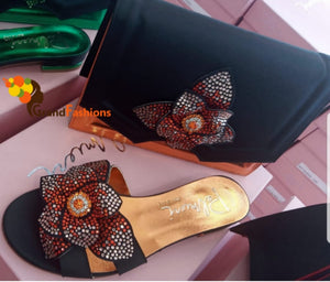 Queen Carly Women's Italian Luxury Slippers & Purse Set