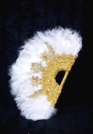 Queen Kenya Handcrafted Hand Fan- Winter White and Gold