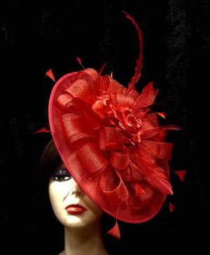 Queen Priscilla Head-piece/Fascinator in Red