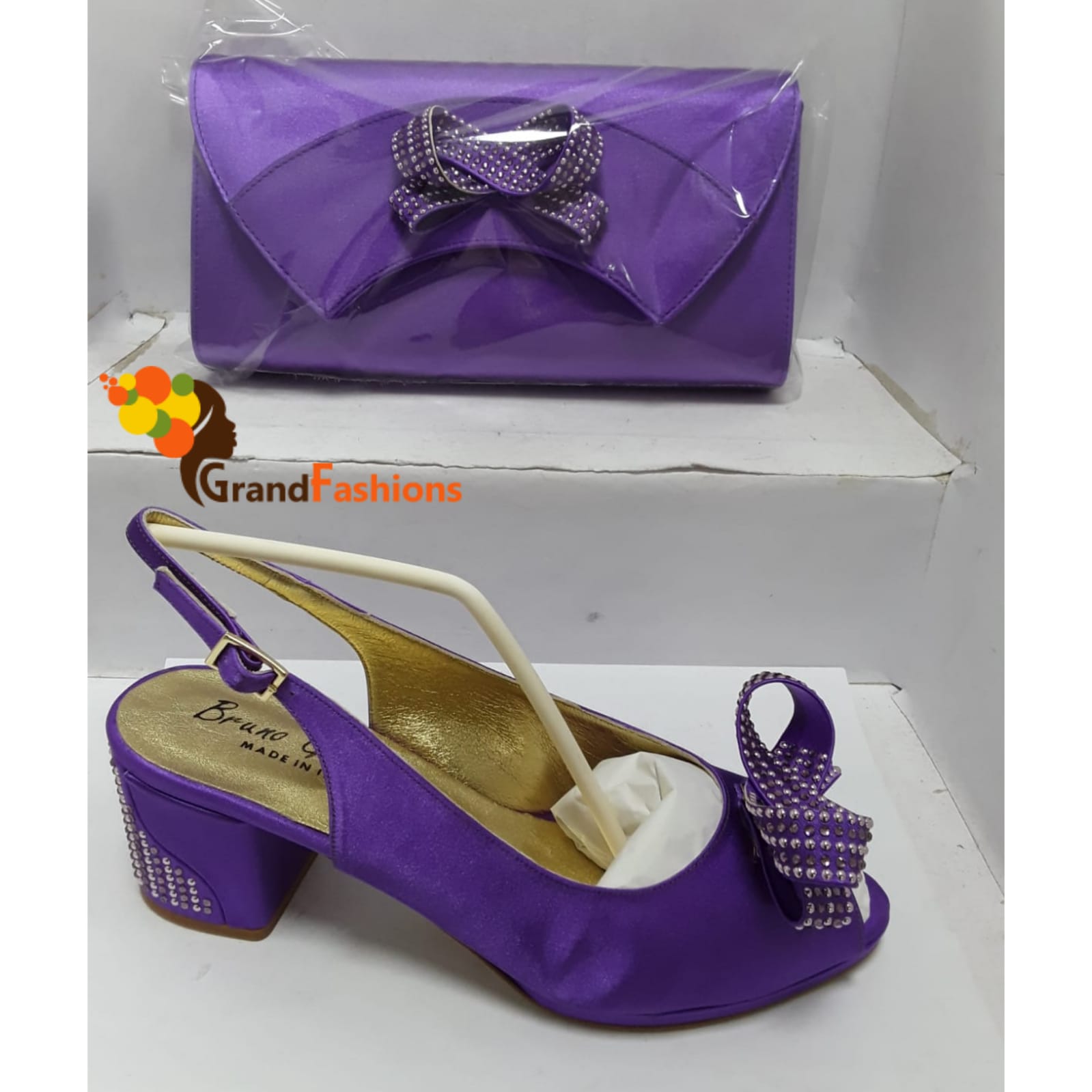 Queen Jocelyn Women's Italian Luxury Shoe and Bag Set with Rhinestone