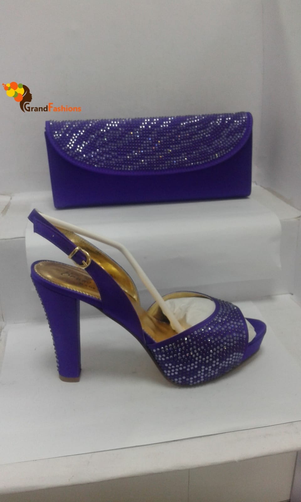 Queen Zola Women's Italian Luxury Shoe and Bag Set with Rhinestone