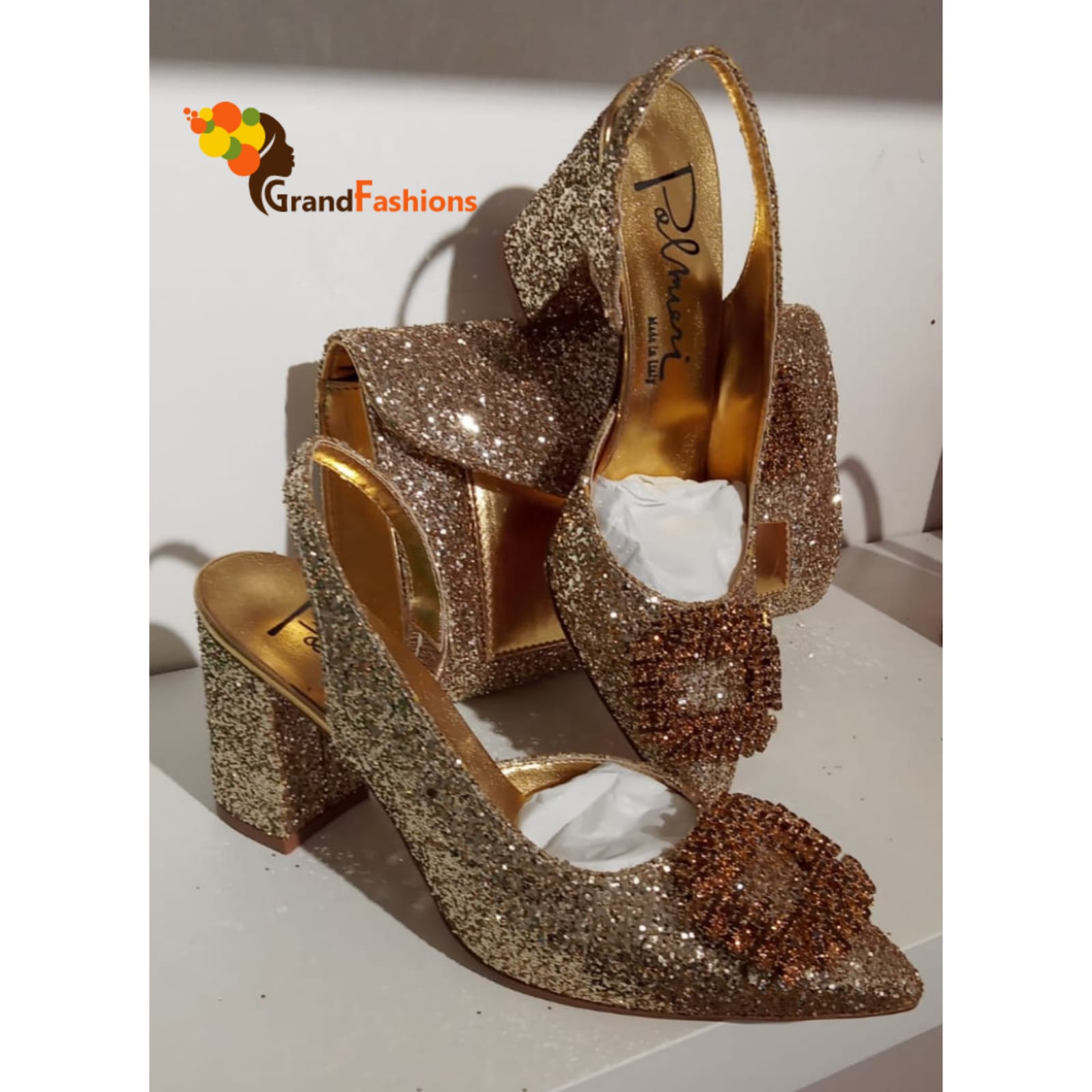 Queen Kolade Women's Glitter Italian Luxury Shoe & Purse Set