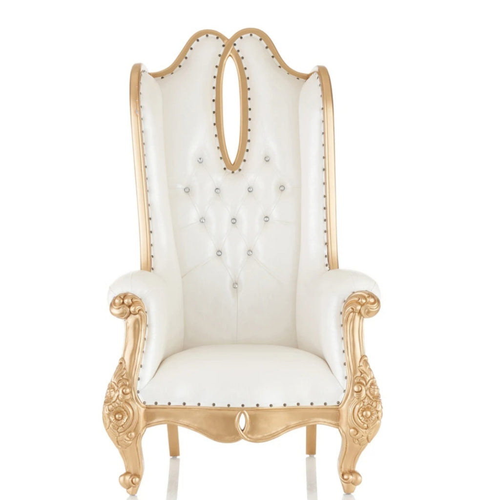 Deliah White/Gold Victorian Throne Chair