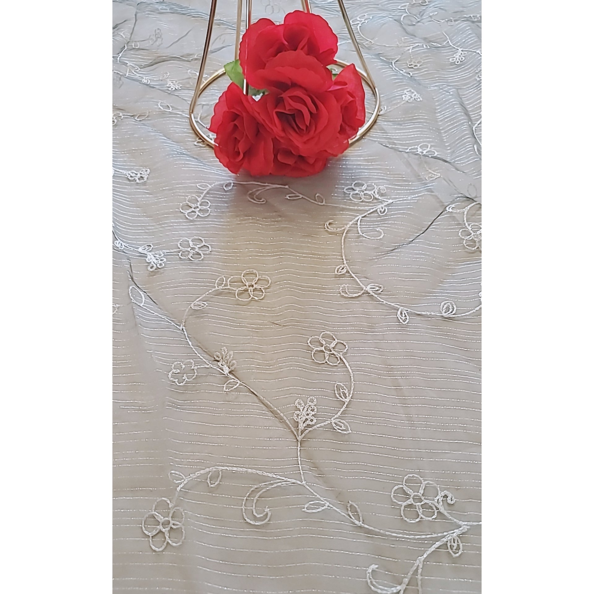 Gold Luxury Silk Floral Embossed Overlay