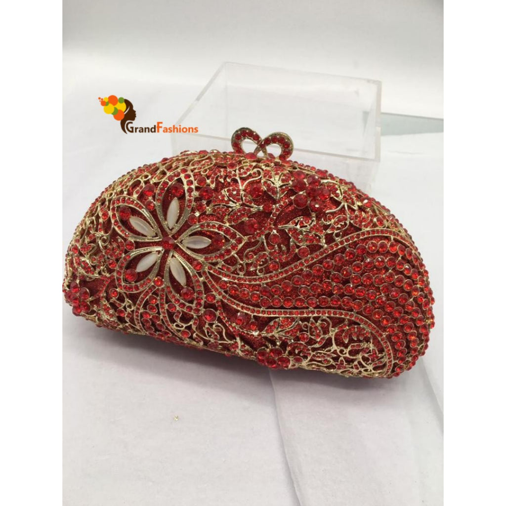 Queen Roma Womens Crystal Clutch Purse