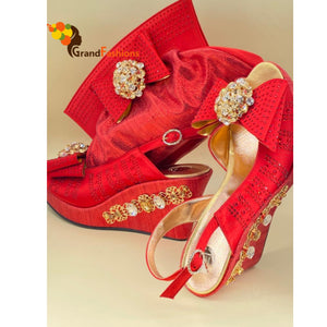 Queen Sabrina Women's Italian Luxury Customizable Shoe & Bag Set With Ornments