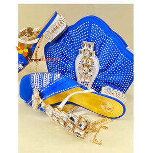 Queen Saanvi Italian Luxury Customizable Shoe & Bag Set With Gemstone
