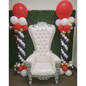 Amani White/Silver Victorian Throne Chair