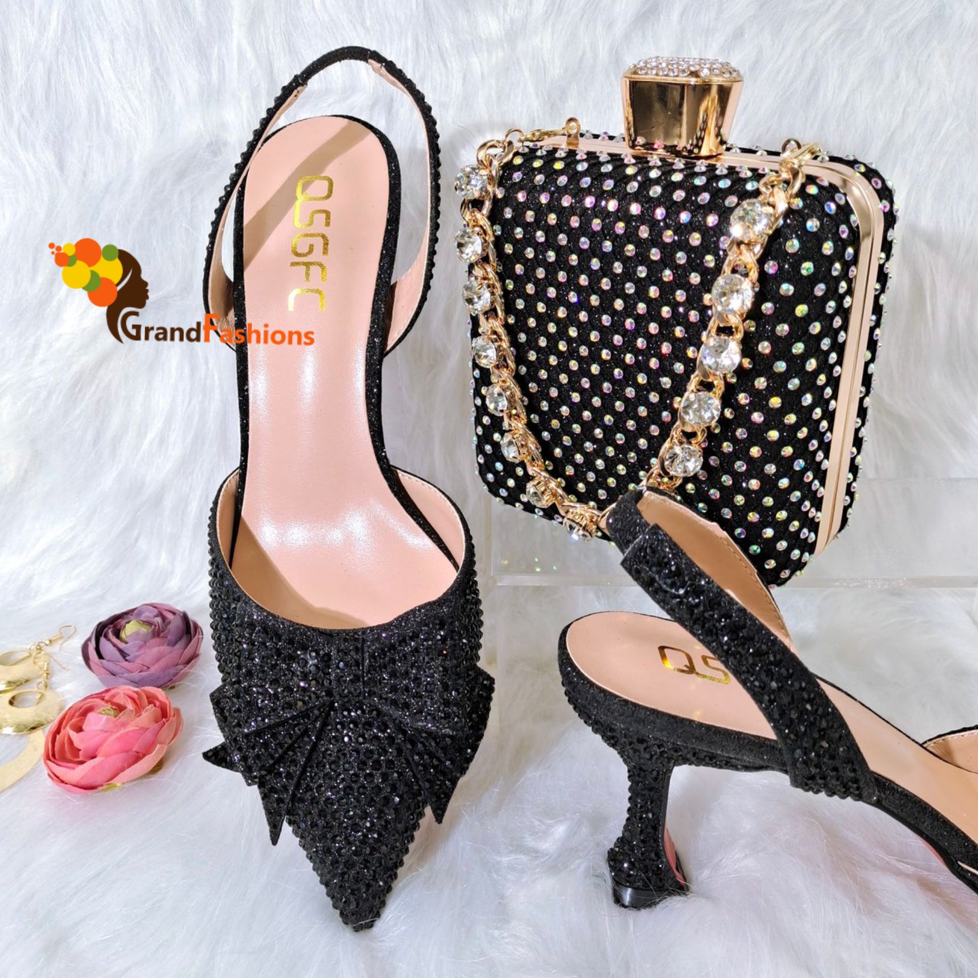 Queen Peridot Women's Rhinstone Shoe & Purse Set