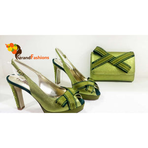 Queen Becca Women's Italian Luxury Swarovski Shoe & Bag Set