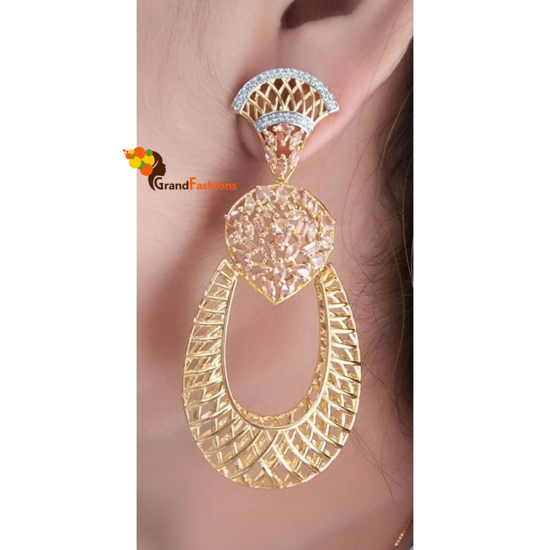 Queen Dazzle Gold Gemstone Earrings