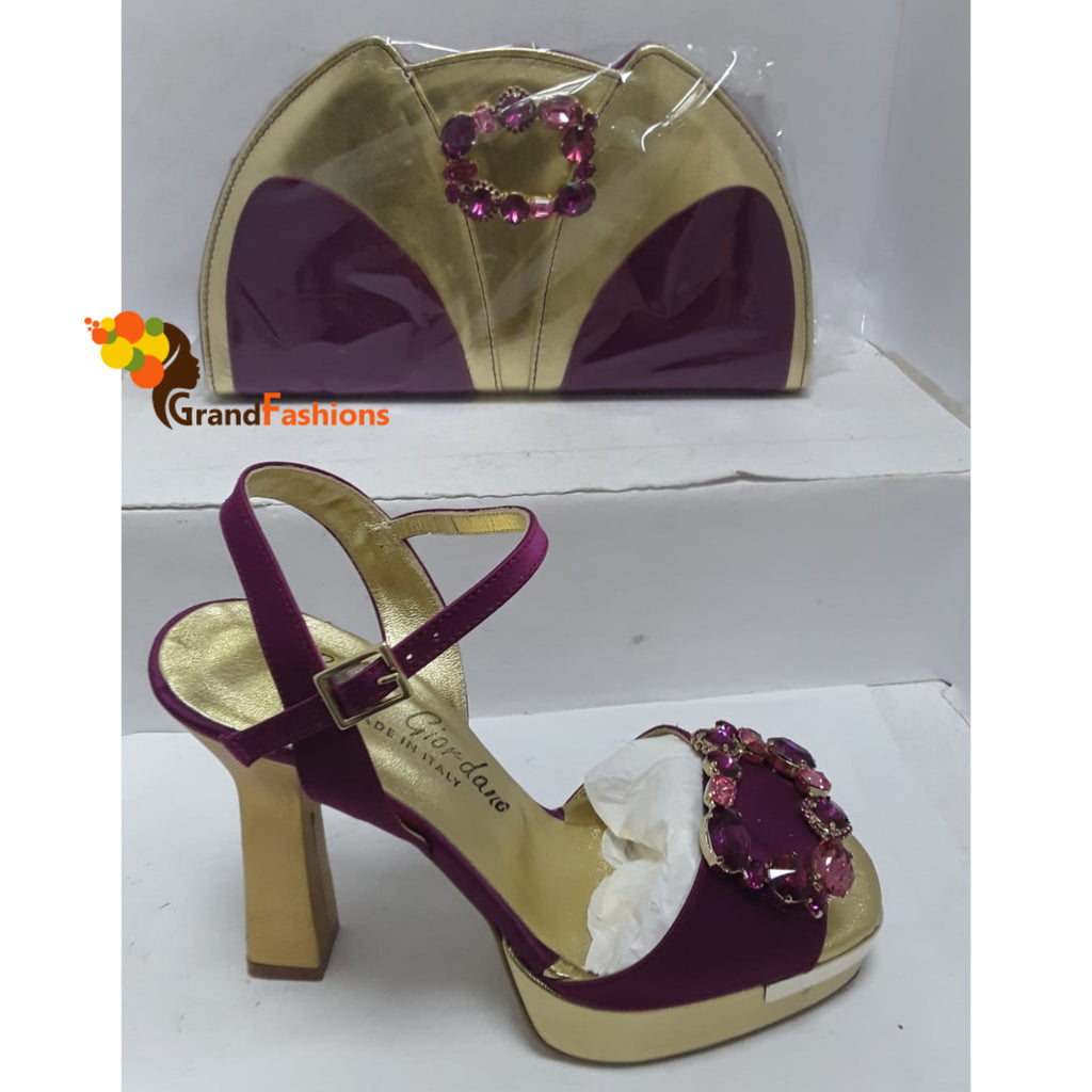 Queen Chenora Italian Luxury Shoe with Purse Set