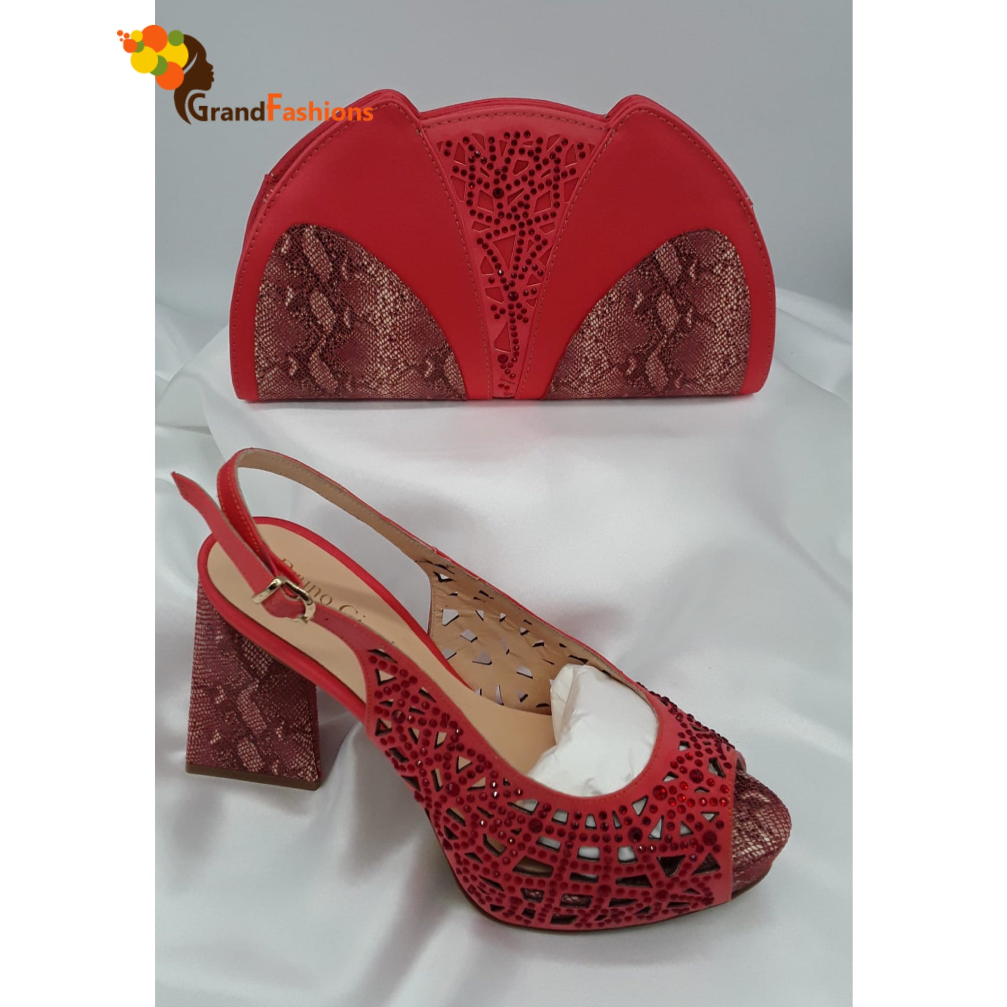 Queen Aaliyah Women's Perforated Italian Shoe & Bag Set.