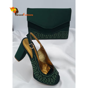 Queen Aamira Women's Rhinestone Shoe & Bag Set