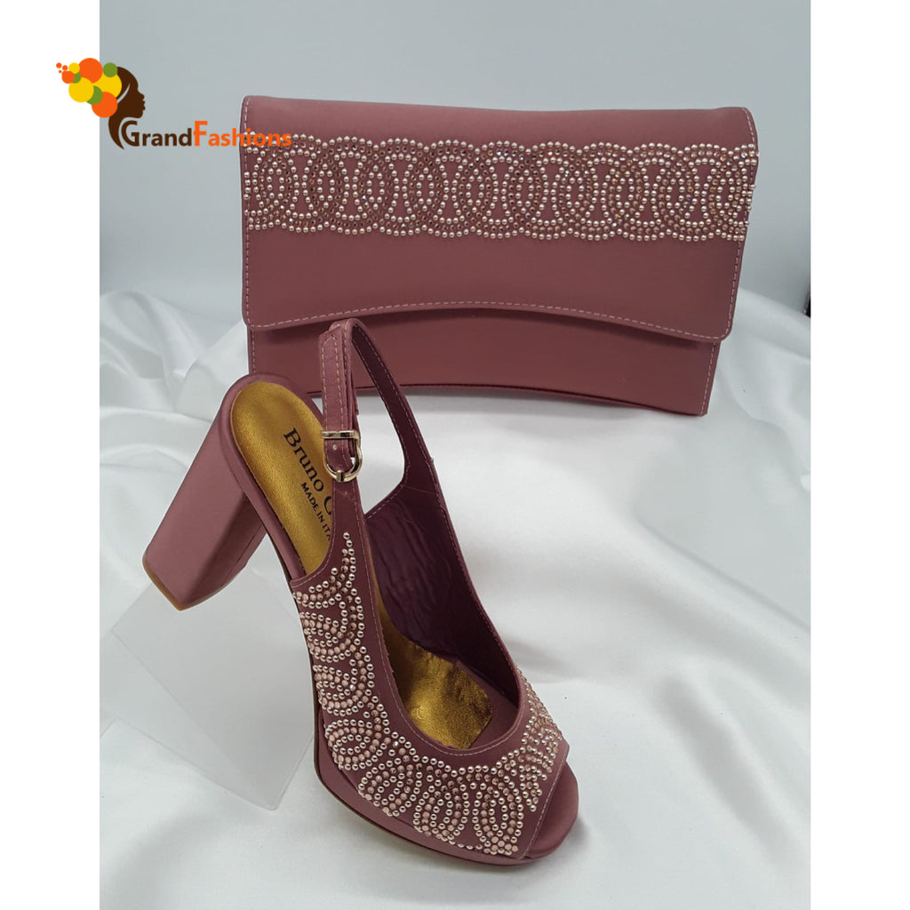 Queen Aaiza Women's Rhinestone Shoe & Bag Set