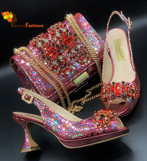 Women Shoes Bag Set Italian Design Luxury Shoes And Bag With Matching  Rhinestone