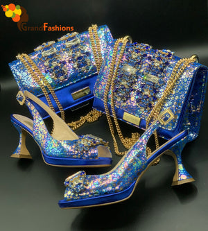 Queen Mona Womens Italian Luxury Shoe & Bag Set.